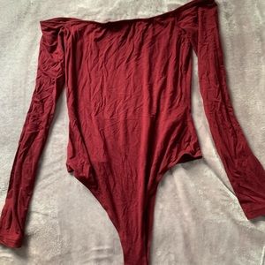 Red Off-Shoulder Bodysuit